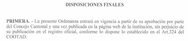 Ordenanza Municipal Cantón Bolívar: Reformatoria A La Ordenanza De ...